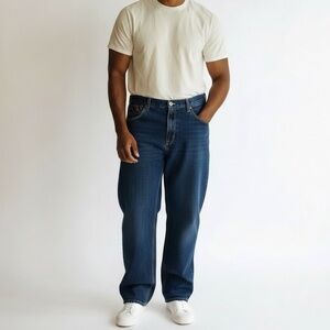 NBN Gear Jeans Men's 40x32 Blue Vintage Y2K Baggy Cotton Wide Leg Denim